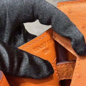 Hermes Birkin 30 Bag Handmade In KK Ostrich Leather From South Africa Gold Hardware 93 Orange - Image 5