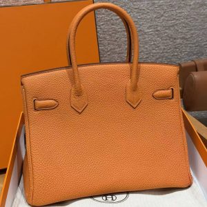 Alternative view of Hermes Birkin 30 Bag Handmade In Togo Calfskin Leather Silver Hardware 93 Orange