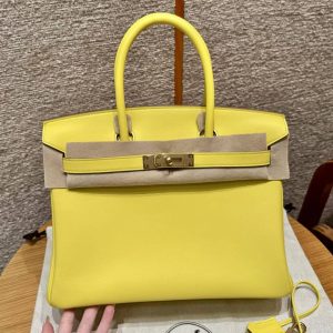 Hermes Birkin 30 Bag Handmade In Swift Calfskin Leather Gold Hardware 9R Lime - Image 2