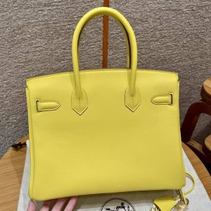 Hermes Birkin 30 Bag Handmade In Swift Calfskin Leather Gold Hardware 9R Lime - Image 16