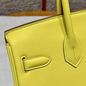 Hermes Birkin 30 Bag Handmade In Swift Calfskin Leather Gold Hardware 9R Lime - Image 12