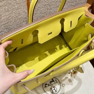 Hermes Birkin 30 Bag Handmade In Swift Calfskin Leather Gold Hardware 9R Lime - Image 4