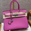 Hermes Birkin 30 Bag Handmade In Togo Calfskin Leather Silver Hardware 9i Magnolia