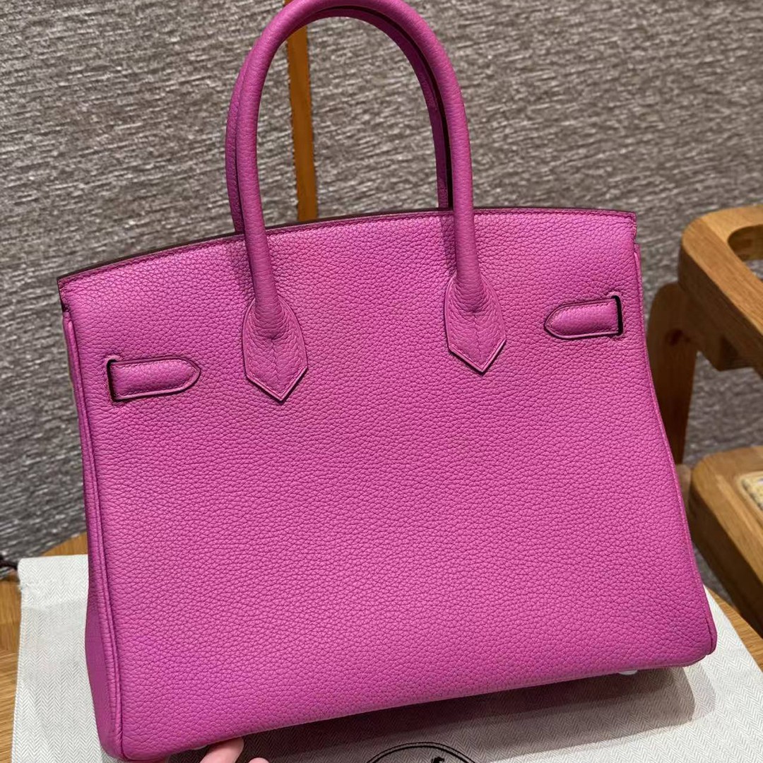 Hermes Birkin 30 Bag Handmade In Togo Calfskin Leather Silver Hardware 9i Magnolia - Image 2