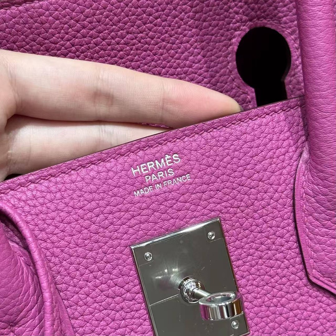 Hermes Birkin 30 Bag Handmade In Togo Calfskin Leather Silver Hardware 9i Magnolia - Image 14
