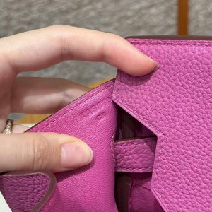Hermes Birkin 30 Bag Handmade In Togo Calfskin Leather Silver Hardware 9i Magnolia - Image 13