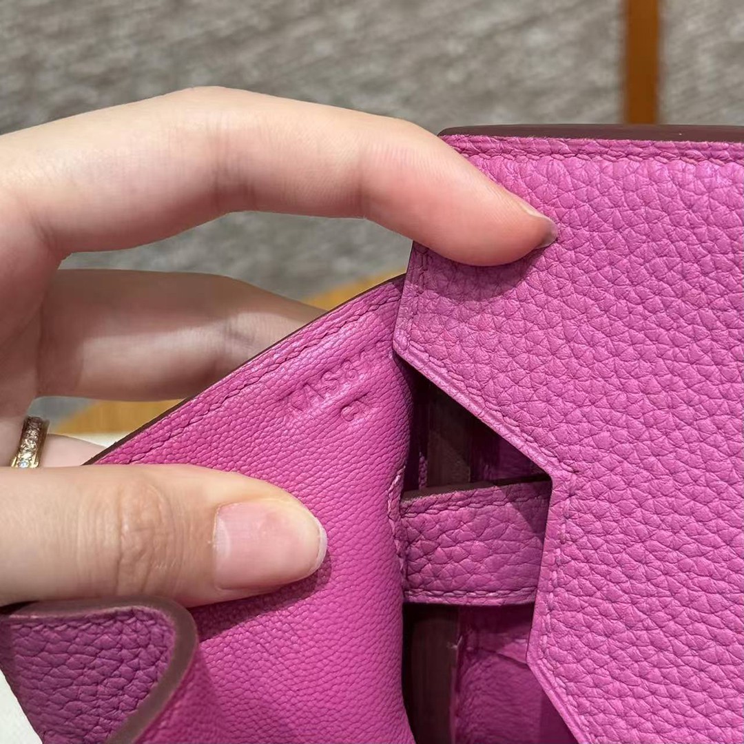Hermes Birkin 30 Bag Handmade In Togo Calfskin Leather Silver Hardware 9i Magnolia - Image 13