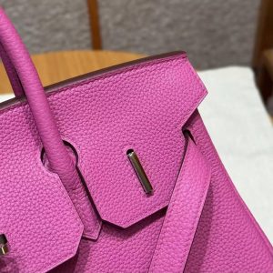 Hermes Birkin 30 Bag Handmade In Togo Calfskin Leather Silver Hardware 9i Magnolia - Image 7