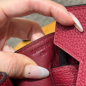 Hermes Birkin 30 Bag Handmade In Togo Calfskin Leather Silver Hardware K1 Rouge Grenat - Image 7