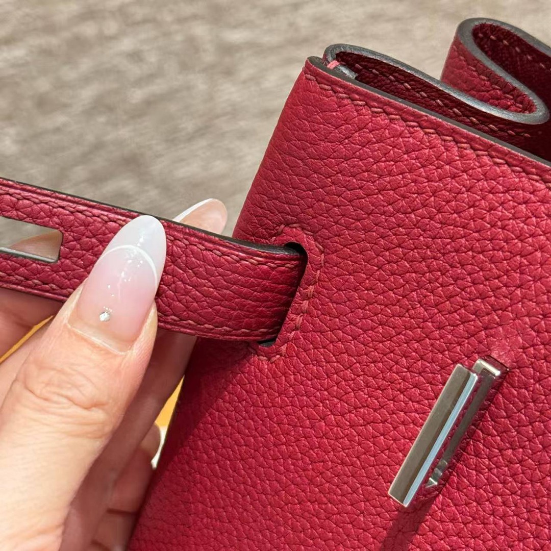 Hermes Birkin 30 Bag Handmade In Togo Calfskin Leather Silver Hardware K1 Rouge Grenat - Image 3
