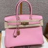 Hermes Birkin 30 Bag Handmade In Togo Calfskin Leather Gold Hardware L4 Bubble Gum