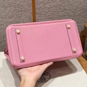 Hermes Birkin 30 Bag Handmade In Togo Calfskin Leather Gold Hardware L4 Bubble Gum - Image 17