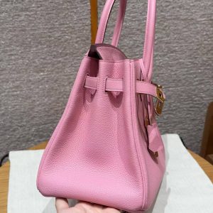 Hermes Birkin 30 Bag Handmade In Togo Calfskin Leather Gold Hardware L4 Bubble Gum - Image 7