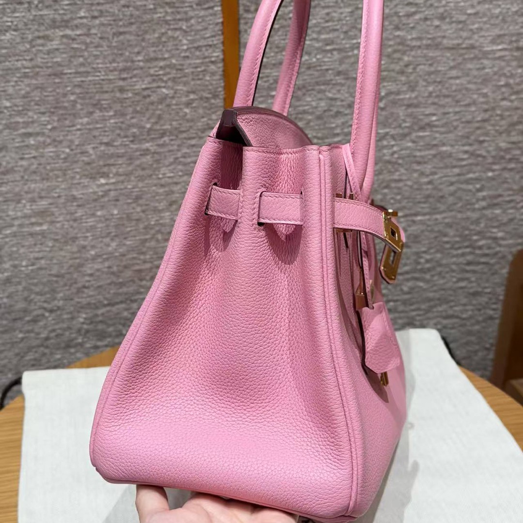 Hermes Birkin 30 Bag Handmade In Togo Calfskin Leather Gold Hardware L4 Bubble Gum - Image 7