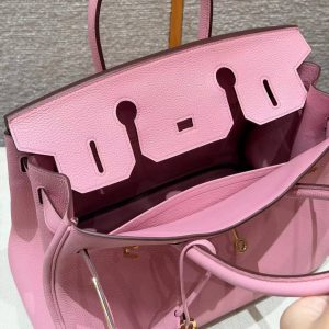 Hermes Birkin 30 Bag Handmade In Togo Calfskin Leather Gold Hardware L4 Bubble Gum - Image 6