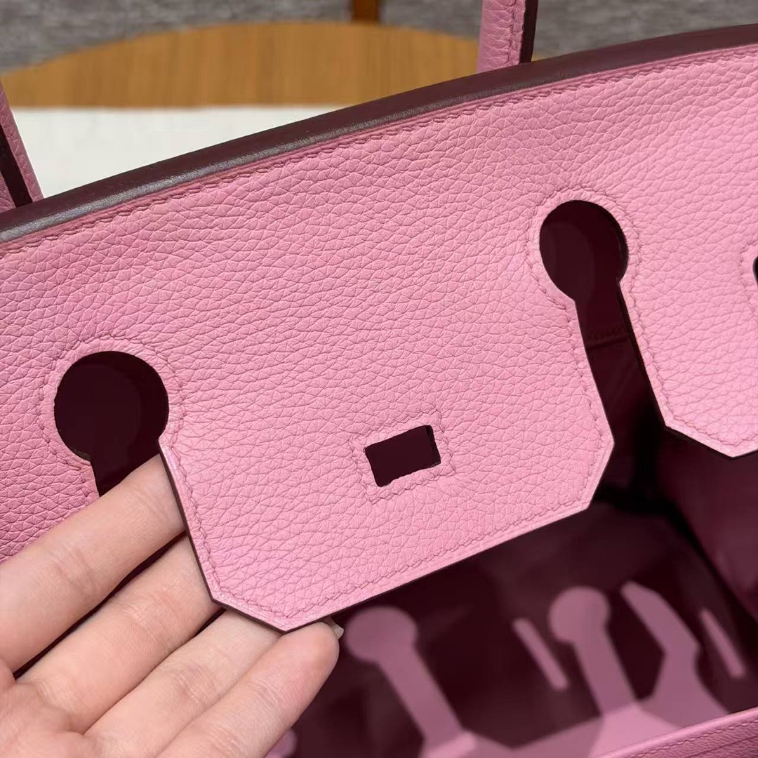 Hermes Birkin 30 Bag Handmade In Togo Calfskin Leather Gold Hardware L4 Bubble Gum - Image 5