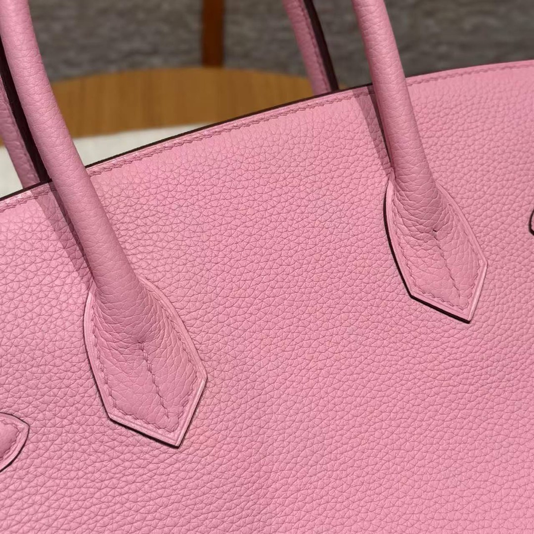 Hermes Birkin 30 Bag Handmade In Togo Calfskin Leather Gold Hardware L4 Bubble Gum - Image 3