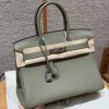 Hermes Birkin 30 Bag Handmade In Togo Calfskin Leather Silver Hardware Q1 Sauge