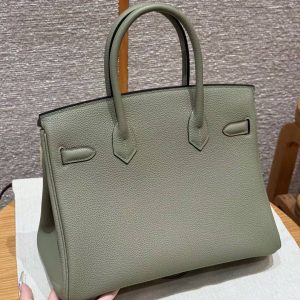 Alternative view of Hermes Birkin 30 Bag Handmade In Togo Calfskin Leather Silver Hardware Q1 Sauge