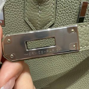 Hermes Birkin 30 Bag Handmade In Togo Calfskin Leather Silver Hardware Q1 Sauge - Image 14