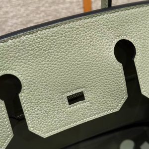 Hermes Birkin 30 Bag Handmade In Togo Calfskin Leather Silver Hardware Q1 Sauge - Image 4