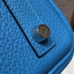 Hermes Birkin 30 Bag Handmade In Togo Calfskin Leather Silver Hardware T7 Blue Hydra - Image 16