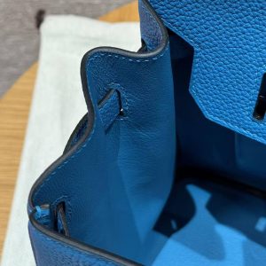 Hermes Birkin 30 Bag Handmade In Togo Calfskin Leather Silver Hardware T7 Blue Hydra - Image 5