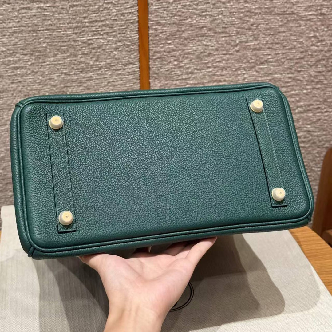 Hermes Birkin 30 Bag Handmade In Togo Calfskin Leather Gold Hardware Z6 Malachite - Image 17