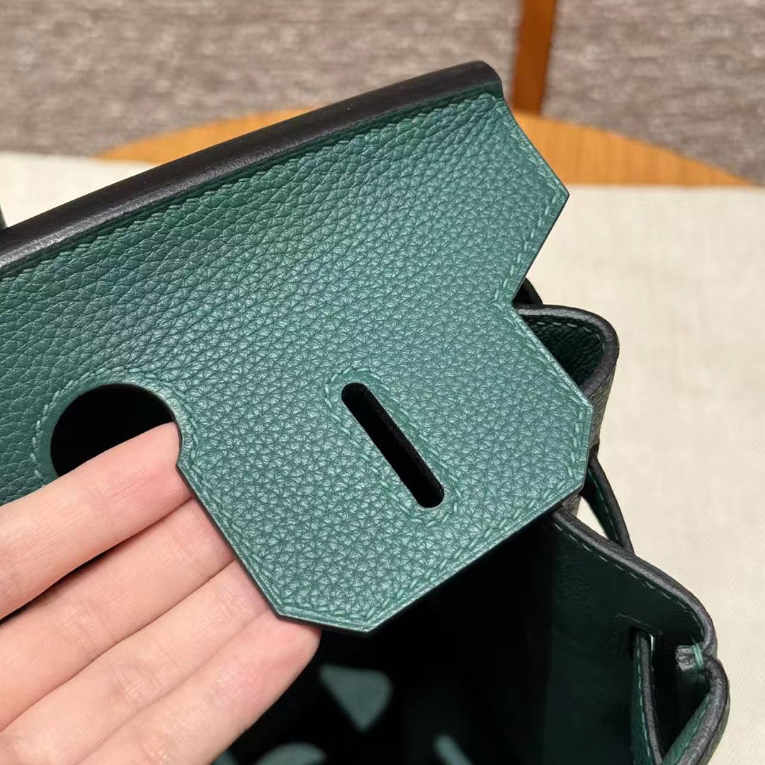 Hermes Birkin 30 Bag Handmade In Togo Calfskin Leather Gold Hardware Z6 Malachite - Image 14