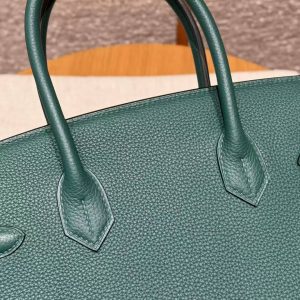 Hermes Birkin 30 Bag Handmade In Togo Calfskin Leather Gold Hardware Z6 Malachite - Image 8