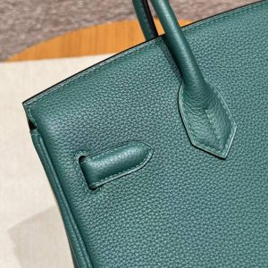 Hermes Birkin 30 Bag Handmade In Togo Calfskin Leather Gold Hardware Z6 Malachite - Image 7
