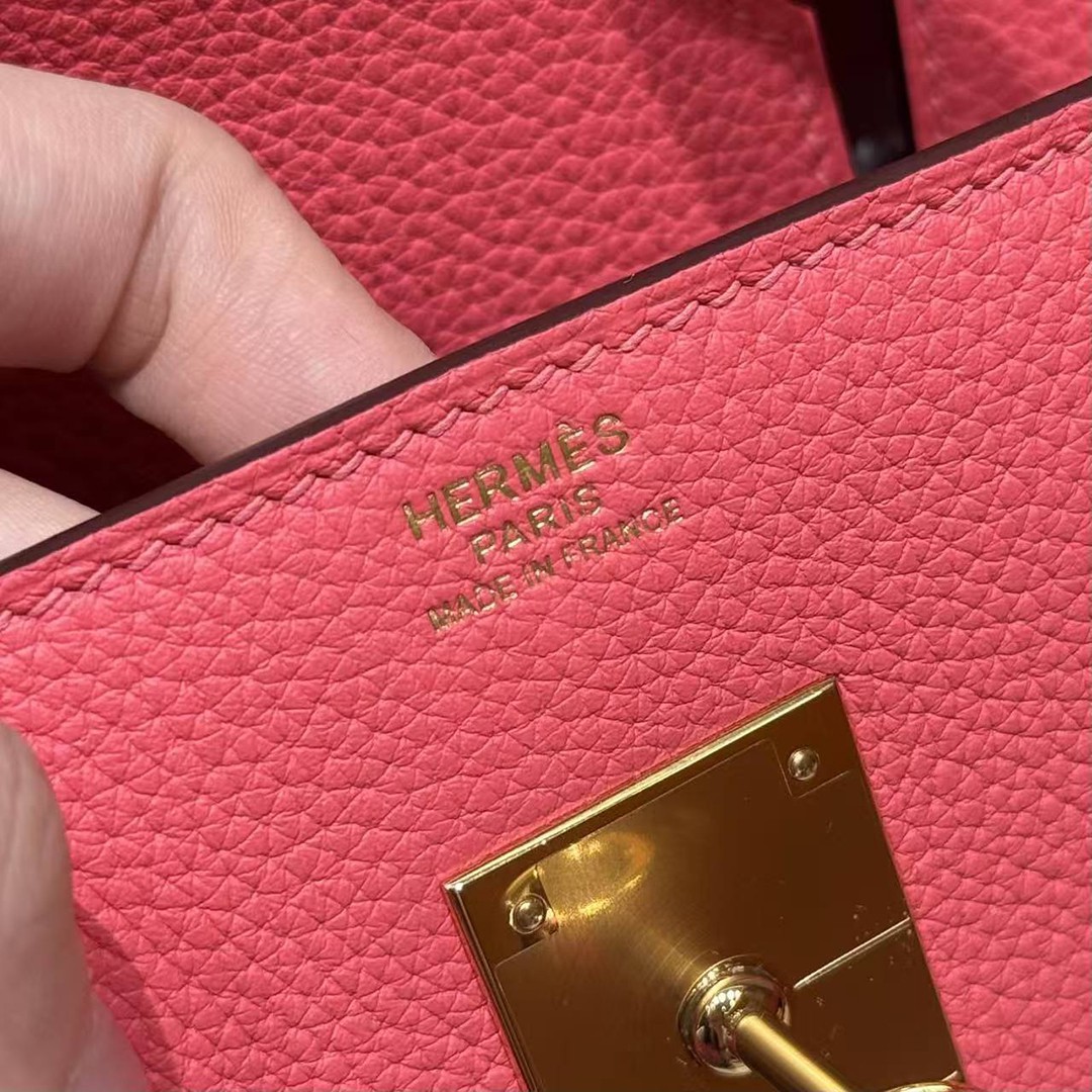 Hermes Birkin 30 Bag Handmade In Togo Calfskin Leather Gold Hardware i6 Rose Extreme - Image 19