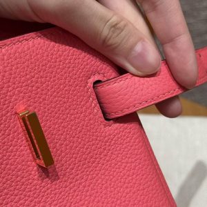 Hermes Birkin 30 Bag Handmade In Togo Calfskin Leather Gold Hardware i6 Rose Extreme - Image 16