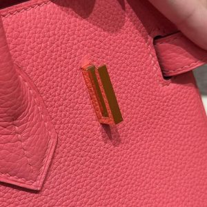 Hermes Birkin 30 Bag Handmade In Togo Calfskin Leather Gold Hardware i6 Rose Extreme - Image 15