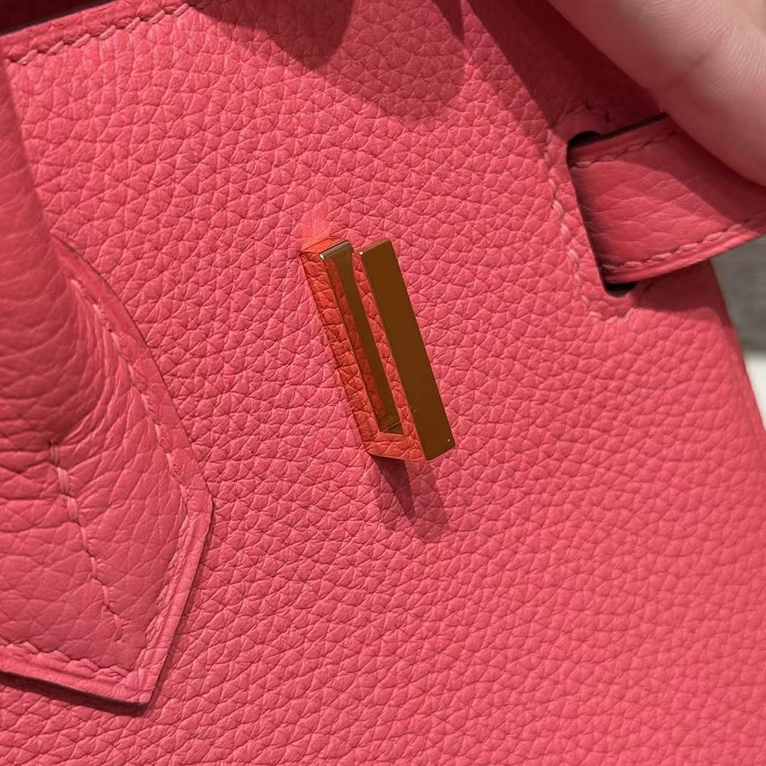 Hermes Birkin 30 Bag Handmade In Togo Calfskin Leather Gold Hardware i6 Rose Extreme - Image 15
