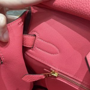 Hermes Birkin 30 Bag Handmade In Togo Calfskin Leather Gold Hardware i6 Rose Extreme - Image 12