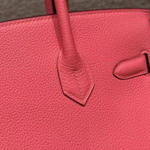 Hermes Birkin 30 Bag Handmade In Togo Calfskin Leather Gold Hardware i6 Rose Extreme - Image 8