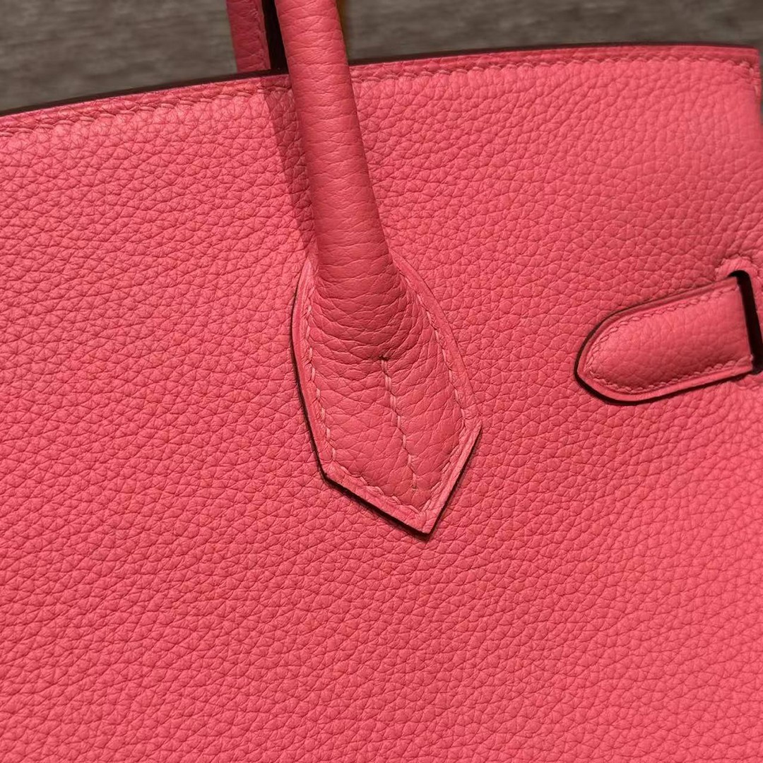 Hermes Birkin 30 Bag Handmade In Togo Calfskin Leather Gold Hardware i6 Rose Extreme - Image 8
