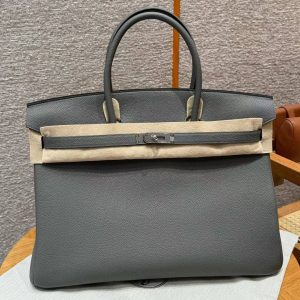 Alternative view of Hermes Birkin 40 Bag Handmade In Togo Calfskin Leather Silver Hardware 0L Girs Meyer
