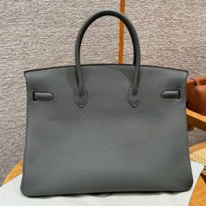 Hermes Birkin 40 Bag Handmade In Togo Calfskin Leather Silver Hardware 0L Girs Meyer - Image 12