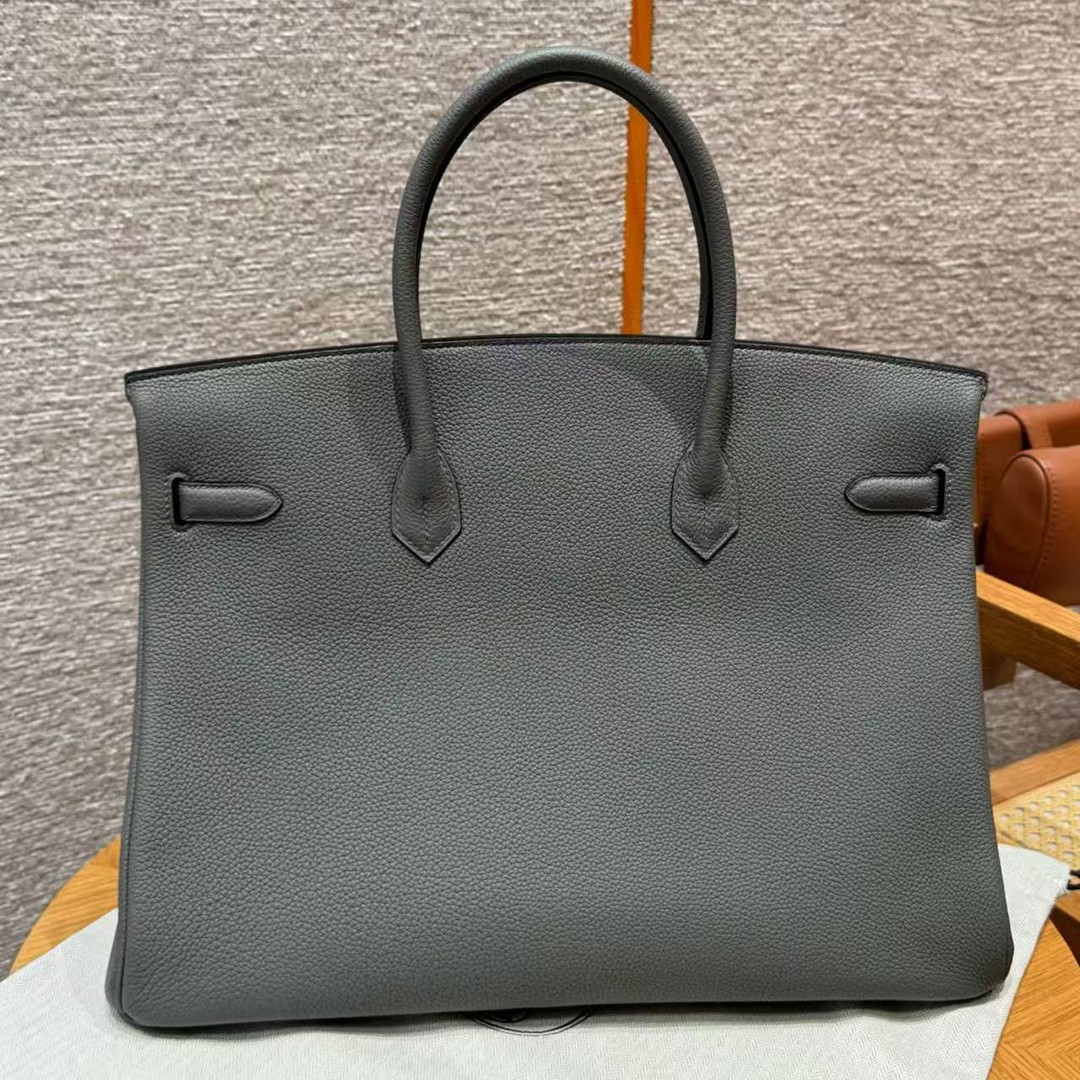 Hermes Birkin 40 Bag Handmade In Togo Calfskin Leather Silver Hardware 0L Girs Meyer - Image 12