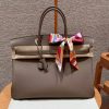Hermes Birkin 40 Bag Handmade In Togo Calfskin Leather Silver Hardware 18 Etoupe