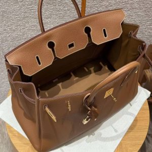 Hermes Birkin 40 Bag Handmade In Togo Calfskin Leather Gold Hardware 37 Gold - Image 15