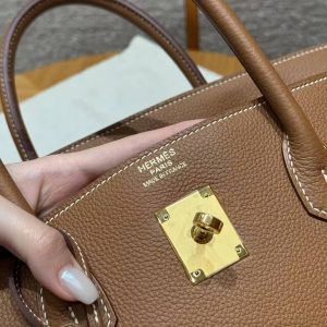 Hermes Birkin 40 Bag Handmade In Togo Calfskin Leather Gold Hardware 37 Gold - Image 14
