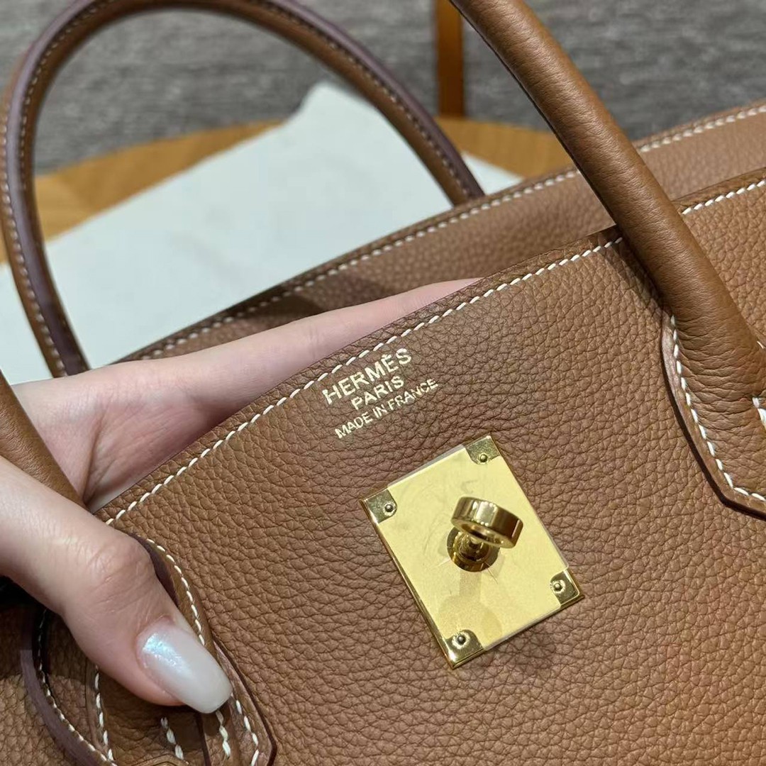 Hermes Birkin 40 Bag Handmade In Togo Calfskin Leather Gold Hardware 37 Gold - Image 14