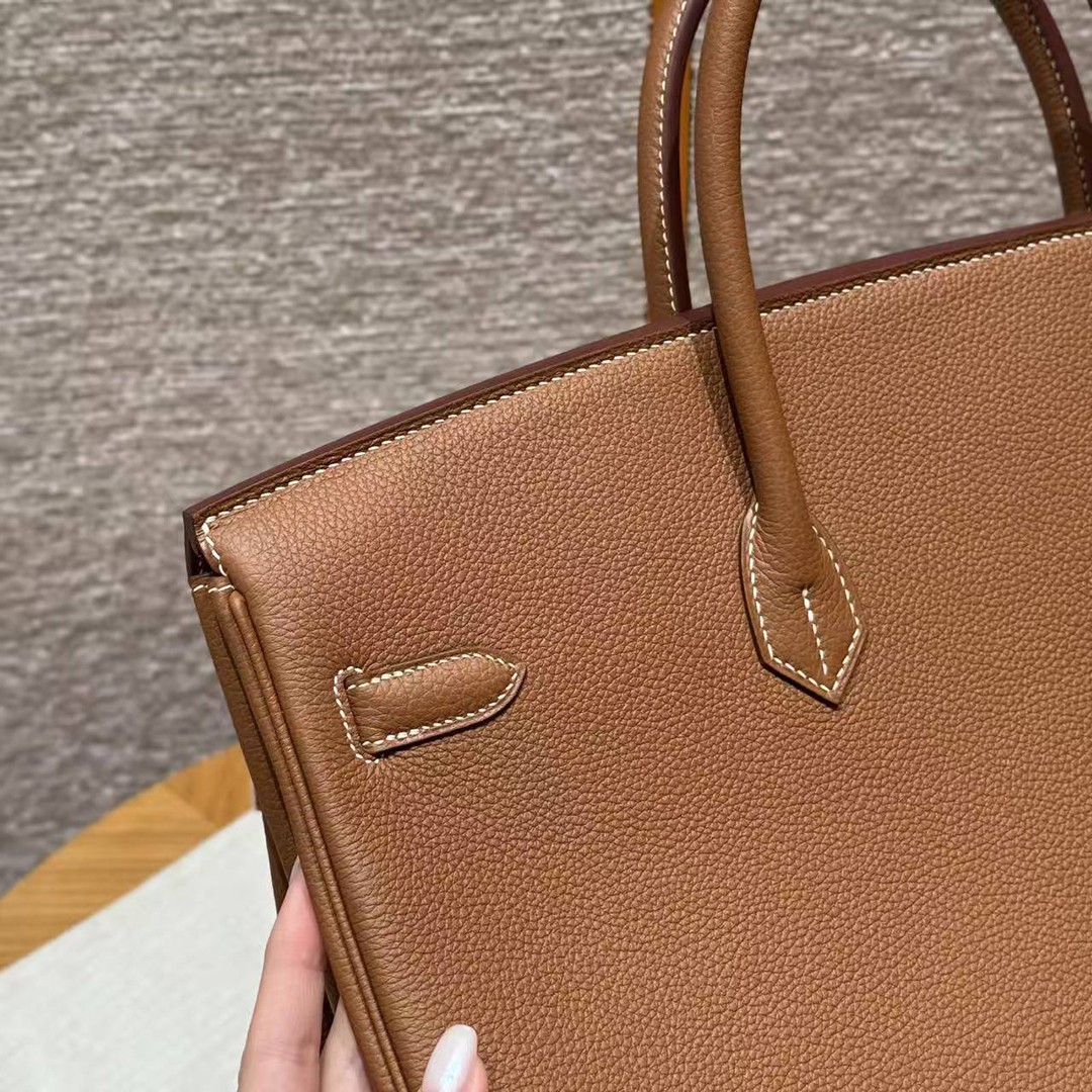 Hermes Birkin 40 Bag Handmade In Togo Calfskin Leather Gold Hardware 37 Gold - Image 8