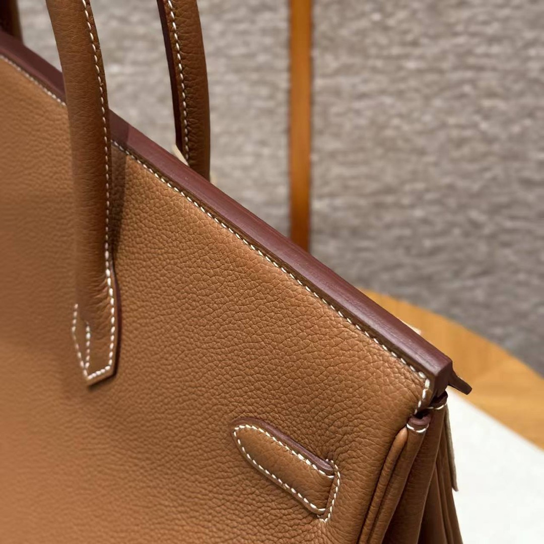 Hermes Birkin 40 Bag Handmade In Togo Calfskin Leather Gold Hardware 37 Gold - Image 6