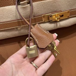 Hermes Birkin 40 Bag Handmade In Togo Calfskin Leather Gold Hardware 37 Gold - Image 5