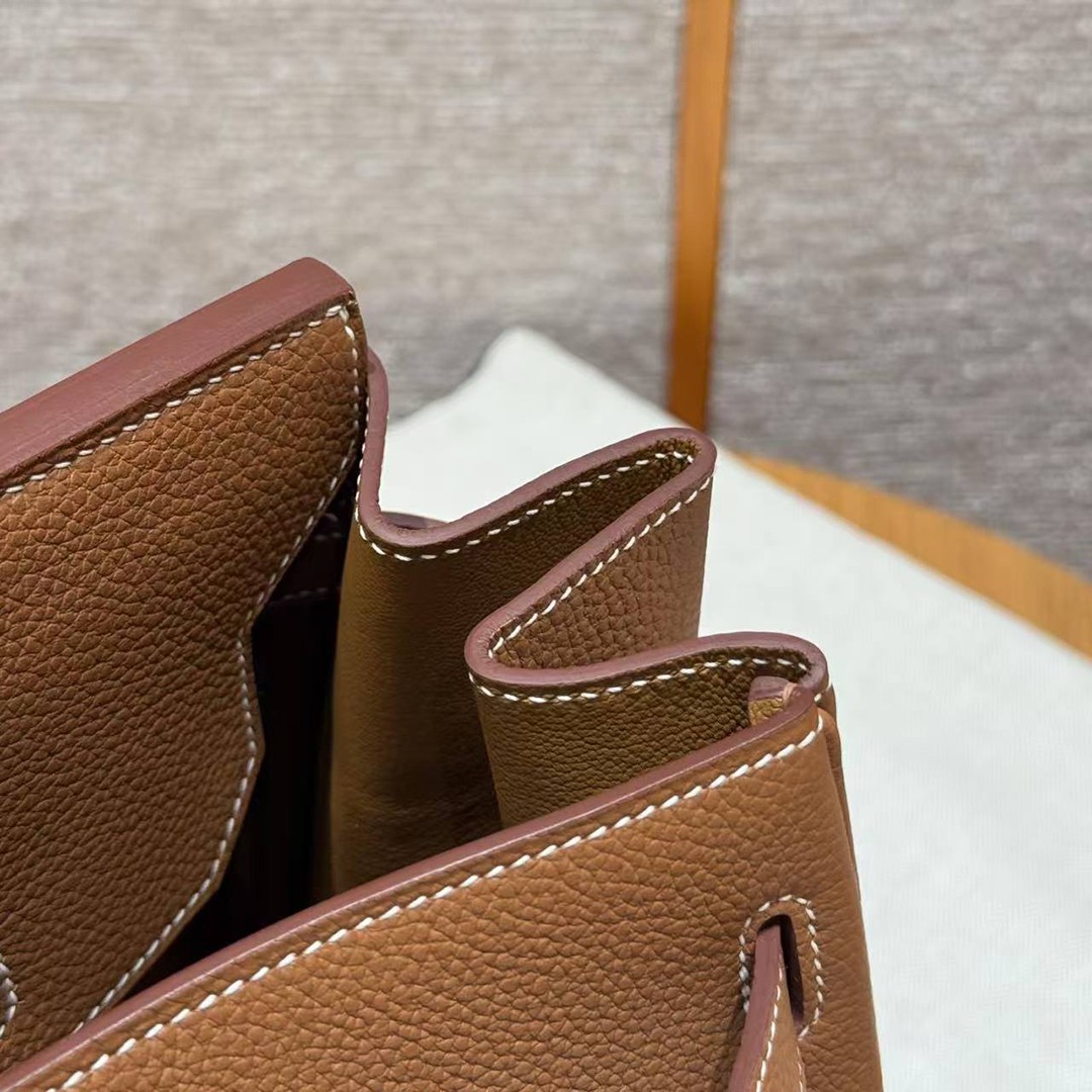 Hermes Birkin 40 Bag Handmade In Togo Calfskin Leather Gold Hardware 37 Gold - Image 3