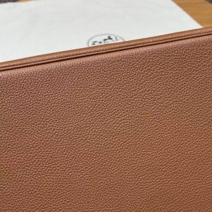 Hermes Birkin 40 Bag Handmade In Togo Calfskin Leather Silver Hardware 37 Gold - Image 14
